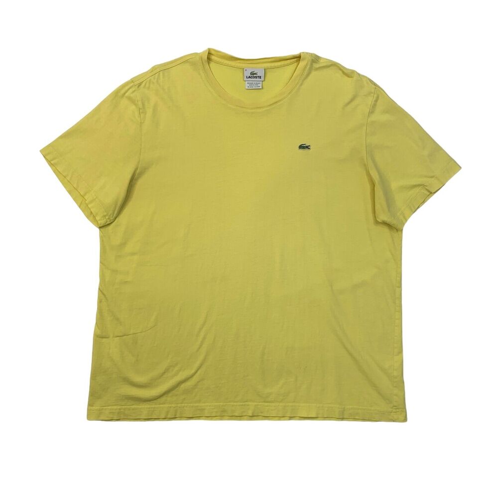 Lacoste T Shirt Mens 8 Lemon Yellow Short Sleeve Lightweight Cotton Crew Tee
